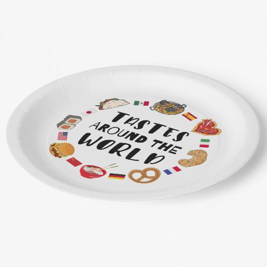 Assiettes En Carton Goûts à travers le monde (Angle)