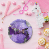 Assiettes En Carton gouttes d'eau sur iris (Fête)
