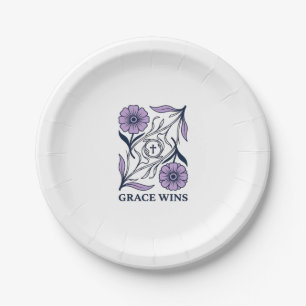 Assiettes En Carton Grace Wins Floral Christian Vintage Engraving Tee_