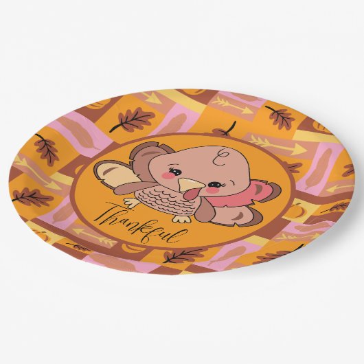 Assiettes En Carton Grâces mignonnes Turquie Plaques de fête d'action  (Angle)