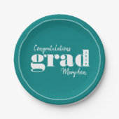 Assiettes En Carton Grad Année Turquoise Moderne Graduation Partie Pla (Devant)