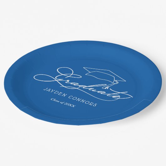 Assiettes En Carton Grad Casquette Blue Grad Graduation (Angle)