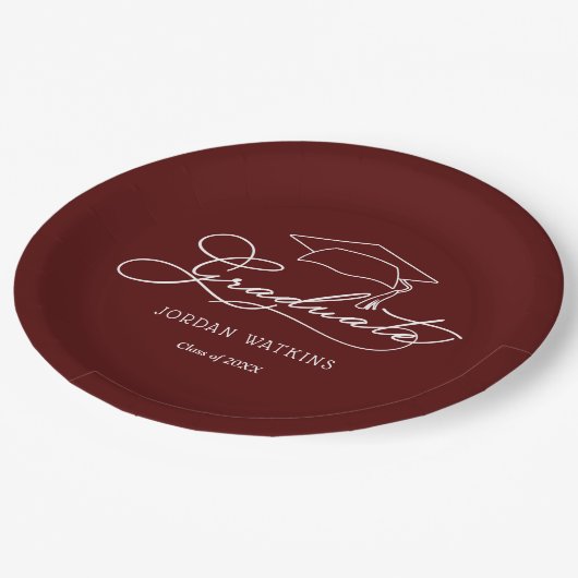 Assiettes En Carton Grad Casquette Dark Maroon Graduation (Angle)
