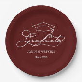 Assiettes En Carton Grad Casquette Dark Maroon Graduation (Devant)