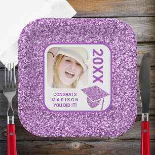 Assiettes En Carton Grad Glam Purple Casquette Élégant Cool Photo Part