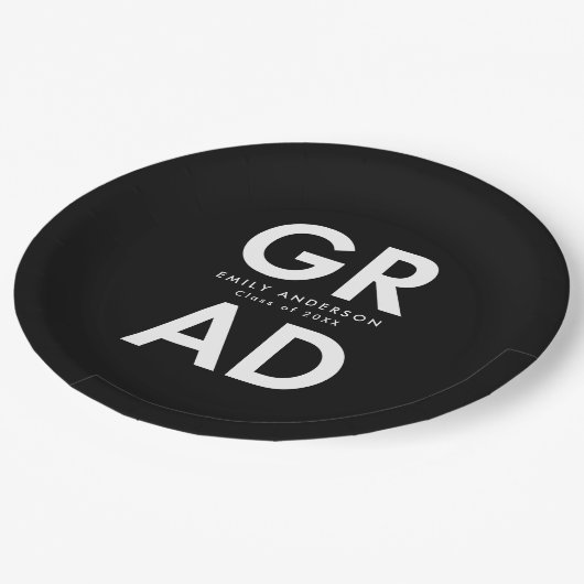 Assiettes En Carton Grad Grad Grad noir Grad Grad Graduation (Angle)