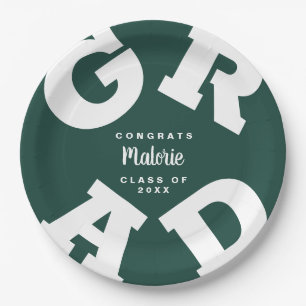 Assiettes En Carton GRAD gras   Blanc sur les plaques de graduation ve