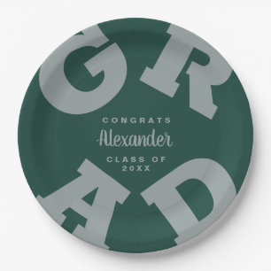 Assiettes En Carton GRAD gras   Gris sur les plaques de graduation ver