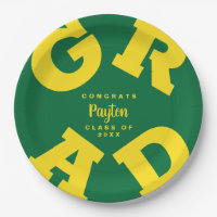 GRAD Jaune sur Green Custom Graduation Plates