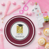 Assiettes En Carton GRAD noir et or | Maron modifiable | Diplôme (Fête)