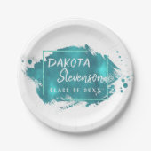 Assiettes En Carton Grad peint | Turquoise Splatter Brushstroke Party (Devant)