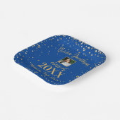 Assiettes En Carton Grad Photo, Gold Confetti, Blue Graduation Party (Angulaire)