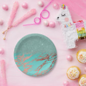 Assiettes En Carton Gradient de marbre turquoise de parties (Fête)