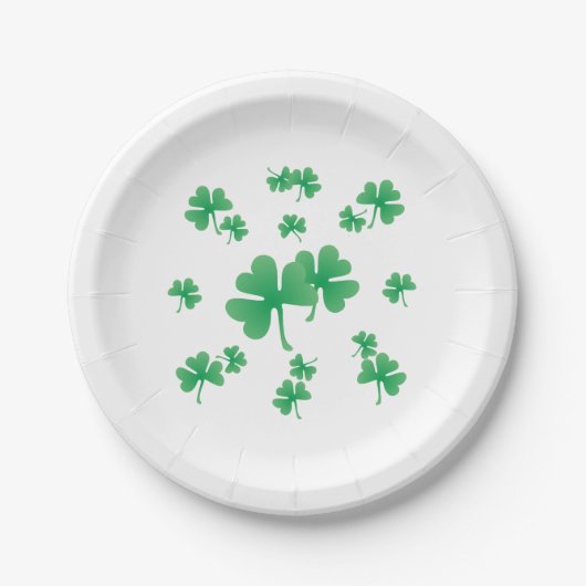 Assiettes En Carton Gradient Green Irish Shamrock Parti Motif irlandai (Devant)