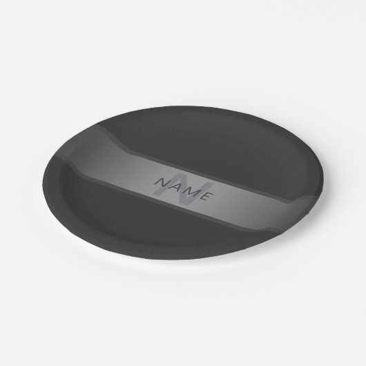 Assiettes En Carton Gradient gris foncé moderne Nom ou raison sociale (Angle)