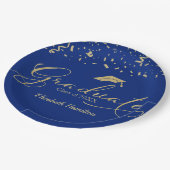 Assiettes En Carton Graduate Gold Foil Graduation Party Blue (Angle)