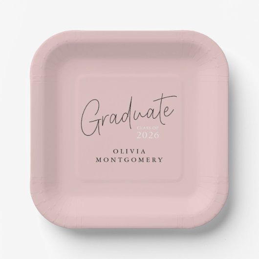 Assiettes En Carton Graduate Modern Script Graduation Party (Recto)