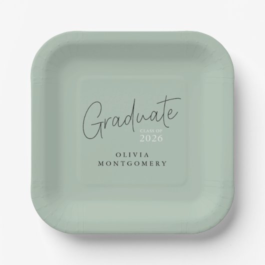 Assiettes En Carton Graduate Modern Script Graduation Party (Recto)