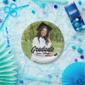 Assiettes En Carton Graduate Photo Bold Black Script Graduation Party (Fête)