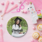 Assiettes En Carton Graduate Photo Bold Black Script Graduation Party (Fête)