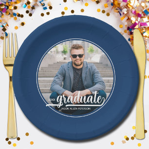 Assiettes En Carton Graduate Photo Bold Script Graduation Party