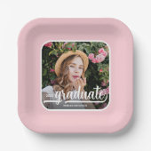 Assiettes En Carton Graduate Photo Bold Script Pink Graduation (Recto)