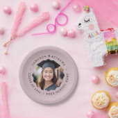 Assiettes En Carton Graduate rose photo taupe ondulé graduation fronti (Fête)