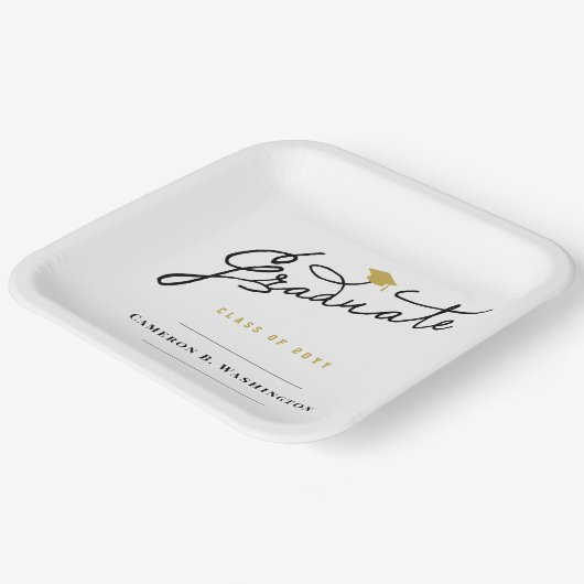Assiettes En Carton Graduate Script Grad Casquette Simple Graduate Par (Angulaire)