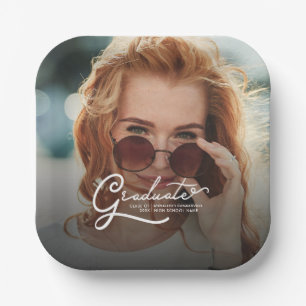 Assiettes En Carton Graduation 2022 Photo Modern Script Grad Party