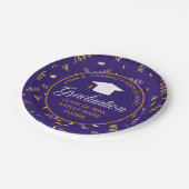 Assiettes En Carton Graduation 2023 Purple Gold Custom Streamers Party (Angle)