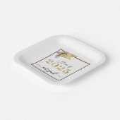 Assiettes En Carton Graduation 2025 Faux Metallic Gold Casquette Noir (Angulaire)