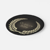 Assiettes En Carton Graduation 2025 Gold Laurel Wreath On Black (Angle)