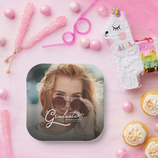 Assiettes En Carton Graduation 2025 Photo Script Party (Fête)