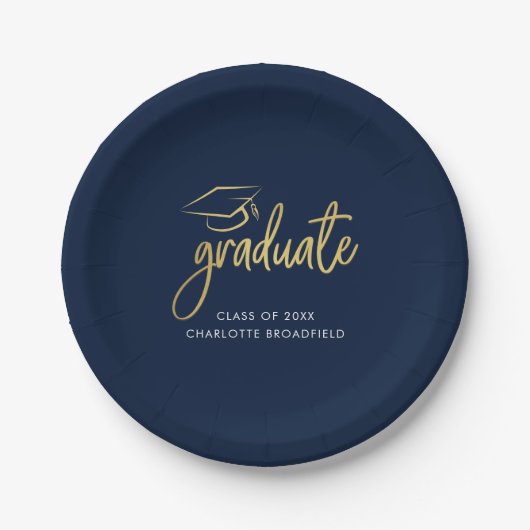Assiettes En Carton Graduation 2025 Script Grad Party (Devant)