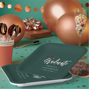 Assiettes En Carton Graduation 2025 Script Green Grad Party