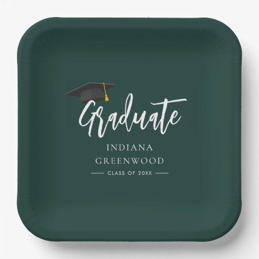 Assiettes En Carton Graduation 2025 Script Green Grad Party (Recto)
