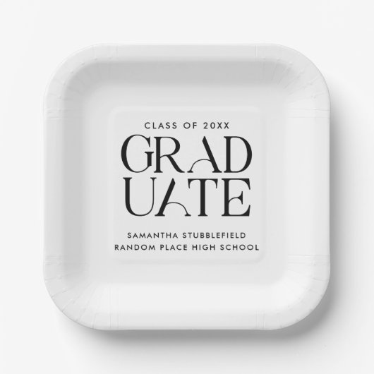 Assiettes En Carton Graduation 2025 Typographie Moderne Grad Party (Recto)