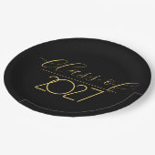 Assiettes En Carton Graduation 2027 Gold On Black (Angle)