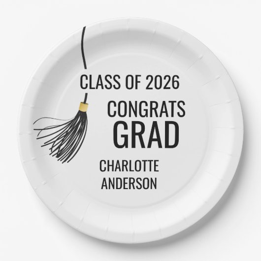 Assiettes En Carton Graduation Cap Tassel (Devant)