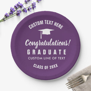 Assiettes En Carton Graduation Classe de 20XX Félicats Casquette Grad