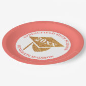 Assiettes En Carton Graduation Coral Rose Gold Party (Angle)