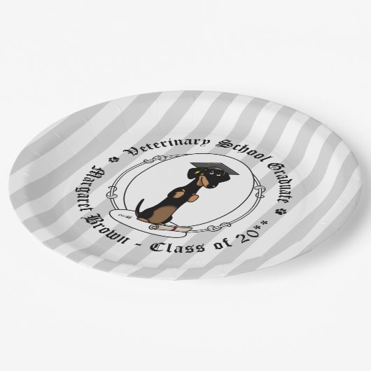 Assiettes En Carton Graduation Dachshund Chien (noir & bronze) mignonn (Angle)