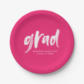 Assiettes En Carton Graduation de Brush Script Hot Pink (Devant)