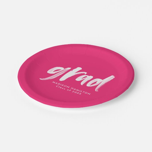 Assiettes En Carton Graduation de Brush Script Hot Pink (Angle)