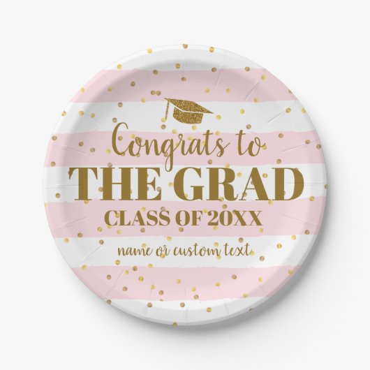Assiettes En Carton Graduation Fêtes Grad Gold Parties scintillant Str (Devant)
