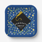 Assiettes En Carton Graduation Fleurs Plaques en papier (Recto)
