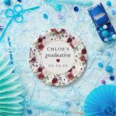 Assiettes En Carton Graduation Florale Rose Rouge (Fête)