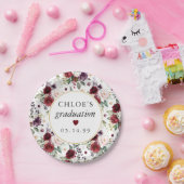 Assiettes En Carton Graduation Florale Rose Rouge (Fête)