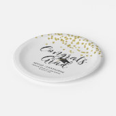 Assiettes En Carton Graduation Gold Confetti GRATS GRAD Personnaliser (Angle)