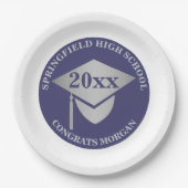 Assiettes En Carton Graduation Marine Blue Silver Décoration Party (Devant)